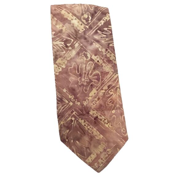 VTG Brite Ties Silk Screen Autumnal Faded Rust Cotton Tie Boho Artsy Hippie - Picture 11 of 12